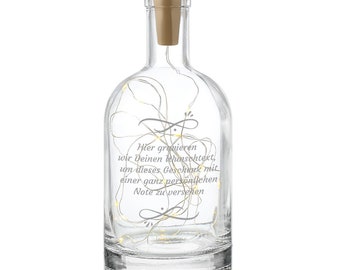 Illuminated bottle with personalized engraving - with LED light chain - birthday gift - battery operated - motif: desired text