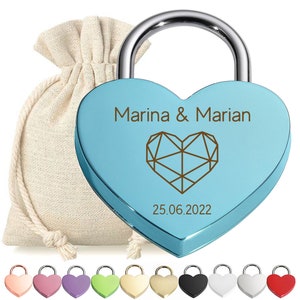 Love lock for couples with engraving - gift for wedding, anniversary and engagement - metal padlock - love romantic