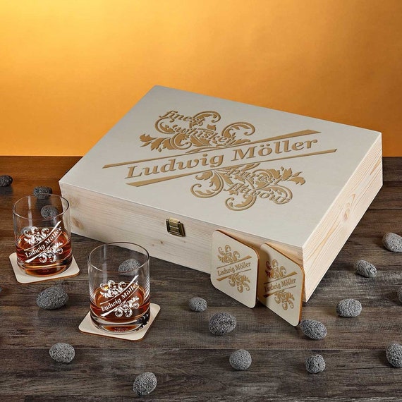 polar-effekt Bicchiere da whisky da 315 ml, volume con incisione a motivo corona – il bicchiere per scotch, bourbon e rum – con nome idea per tutti
