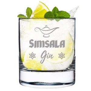 Gin glass with personalized engraving - Tonic - glass for cocktails, drinks - perfect for drinks - saying: Simsala Gin