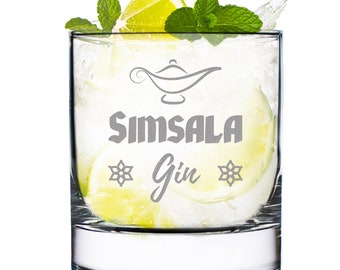 Gin glass with personalized engraving - tonic - glass for cocktails, drinks - perfect for drinks - saying: Simsala Gin