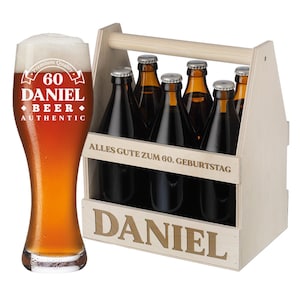 2-delige cadeauset witbierglas + bierdrager - met gepersonaliseerde gravure - cadeau voor papa, opa - bierdrinkers - tarwe, pils, ambachtelijk bier