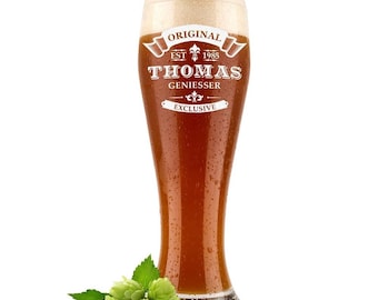 Copo de cerveja de trigo 0,5l com gravação personalizada, ideia de presente de copo de cerveja de trigo, copo de cerveja de trigo para presente - ideal como presente de Dia dos Pais