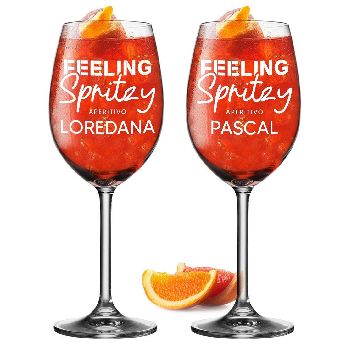 Bicchieri da aperitivo 460 ml set da 2 per Aperol Spritz con incisione - idea regalo per donna - bicchieri per cocktail e bevande - Italia