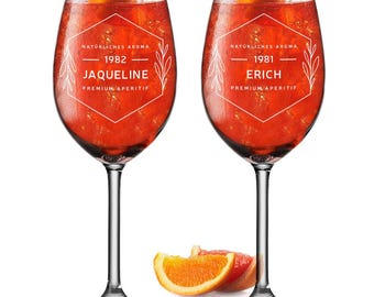 GRAVURZEILE Leonardo Aperol Spritz - Bicchiere da vino con incisione, regalo personalizzato per uomini, donne, mamma, fidanzata – regalo per gli amanti degli aperoli – Daily