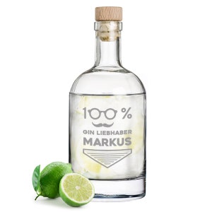 Gin Flasche mit personalisierter Wunschgravur - gin-tonic drinks cocktails - kristallglas - glas - wiederverwendbar - Motiv Gin Liebhaber