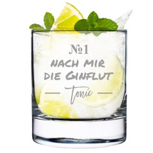 Gin glass with personalized engraving - tonic water - cocktail glass with engraving - perfect for drinks - saying: After me the gin flood