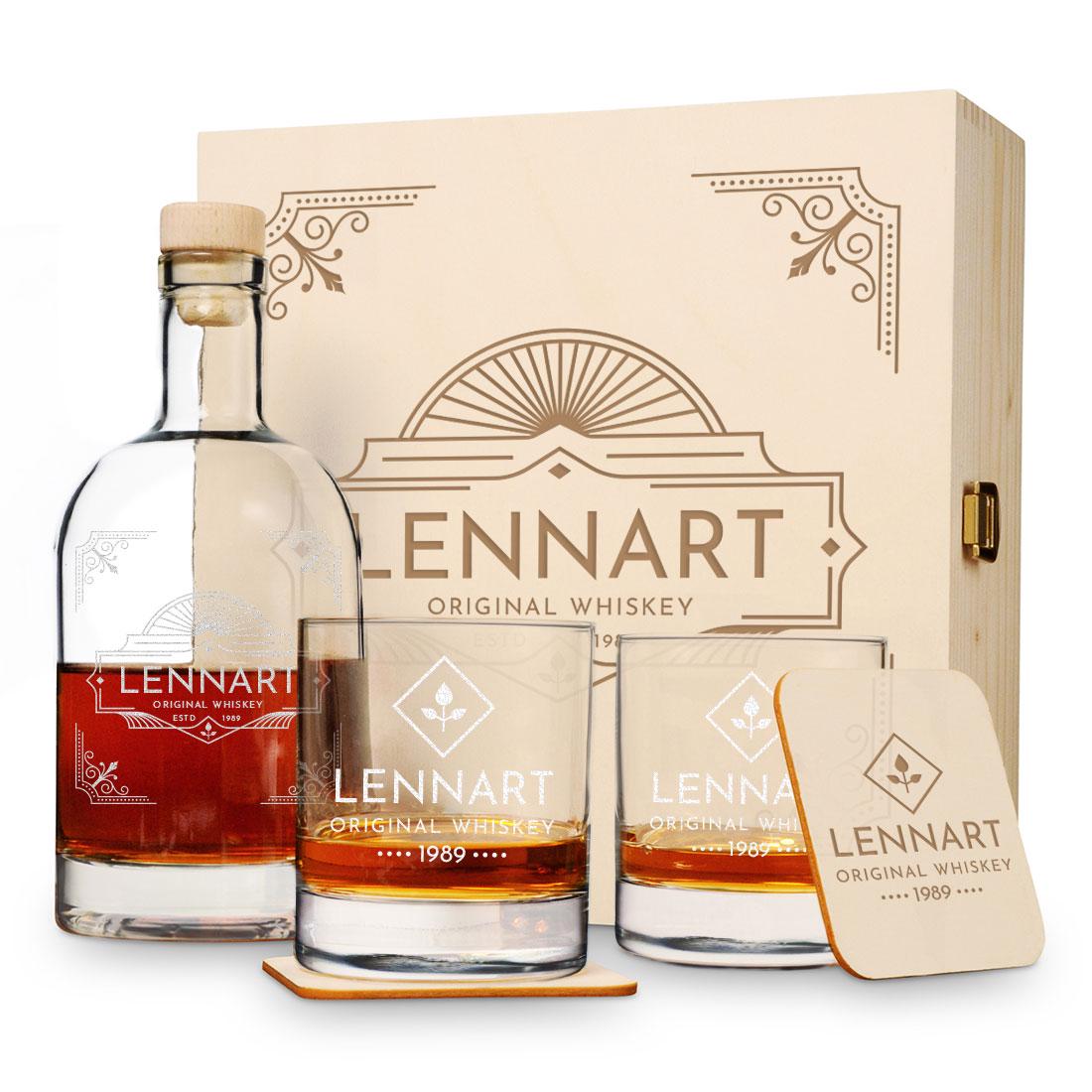 Set Regalo Whisky Personalizzato Con Incisione – Bottiglia 700 Ml E Bicchiere 320 Ml Stölzle Lausitz – Idea Regalo Uomo