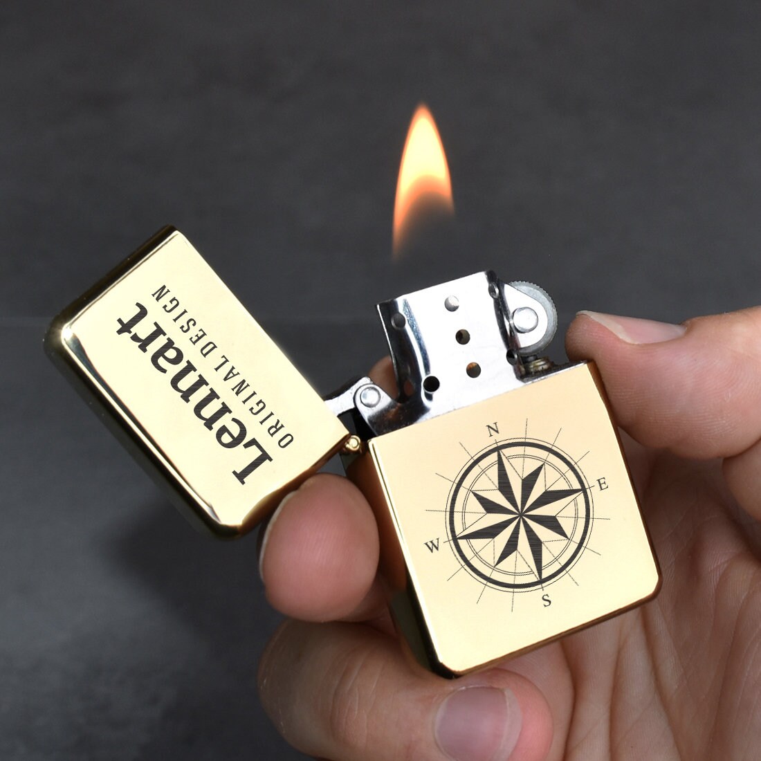 Briquet à Essence Brossé Avec Gravure - Briquet Tempête Pour Homme
