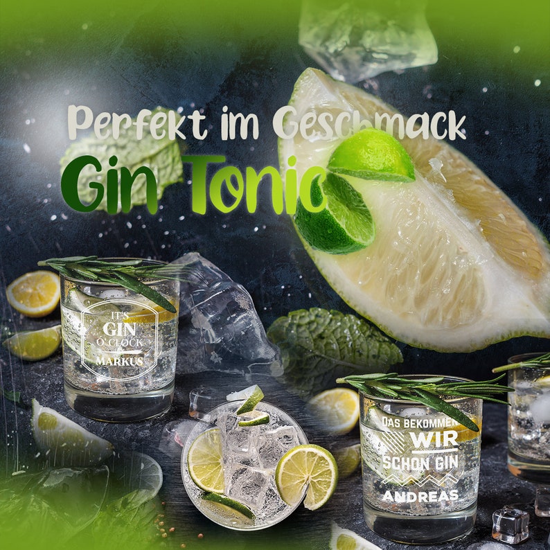 Gin Glas 6er-Set mit gravierten Sprüchen tonic water Glas Sommer, Drinks Weihnachten Cocktailgläser perfekt für Drinks 6 Sprüche Bild 4