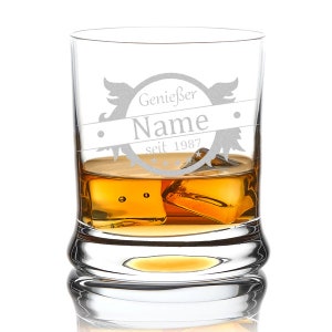 Vaso de whisky con grabado de alas de conocedor.