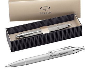 Parker IM ballpoint pen including engraving silver/white