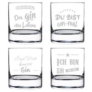 Gin glass set of 4 with saying Set 1