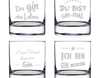Gin glass set of 4 with saying Set 1