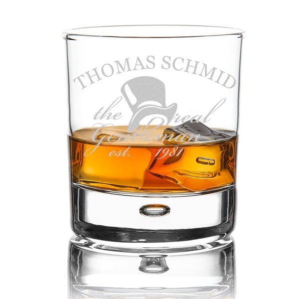 Personalized whiskey glass including engraving Real G...