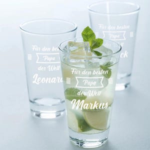 Longdrink Trinkglas 300 ml mit Gravur für Papa - das Geschenk zum Vatertag - Cocktailglas für Drinks, Aperitif und Wasser - BPA-Frei