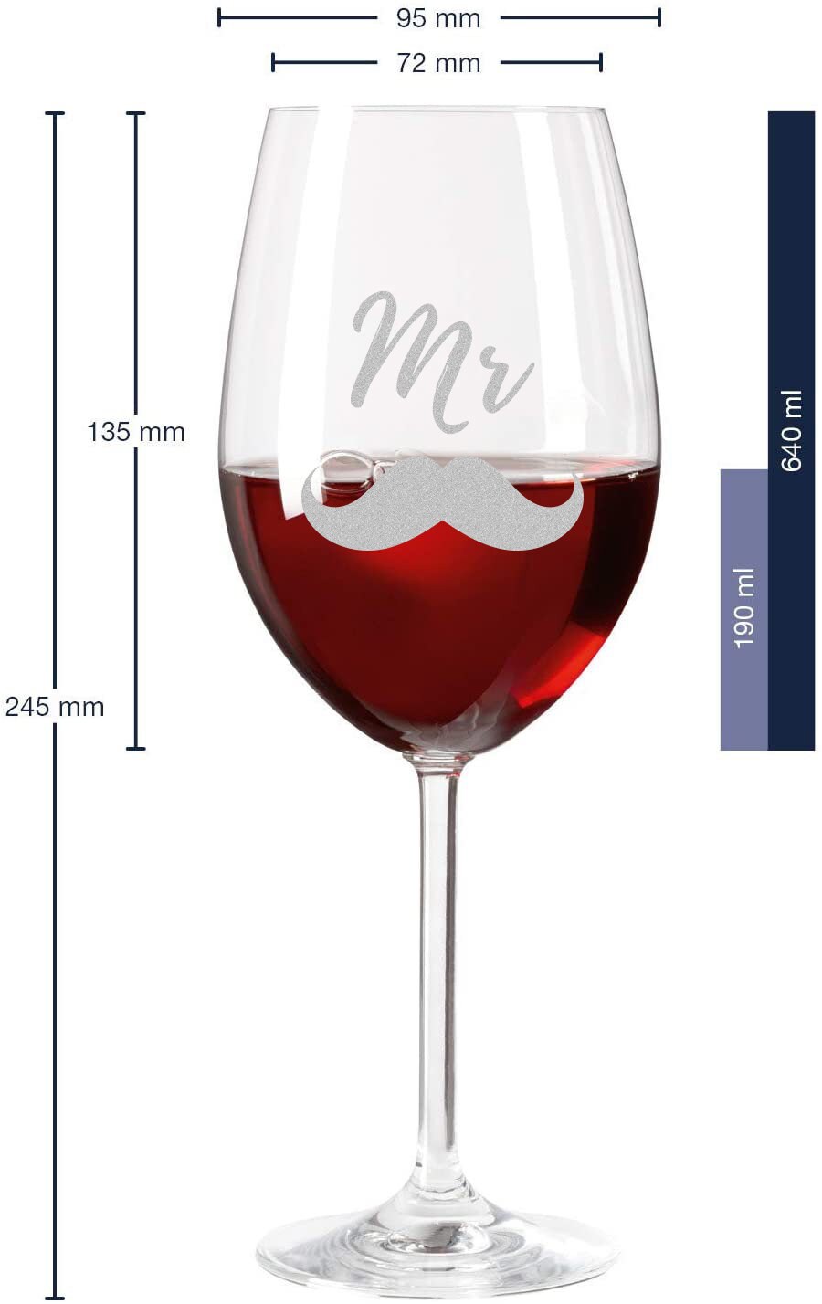 Bicchiere Da Vino Inciso Leonardo – Regalo Personalizzato Per Sposi – Con Nome E Data – Design Coppia Moderno
