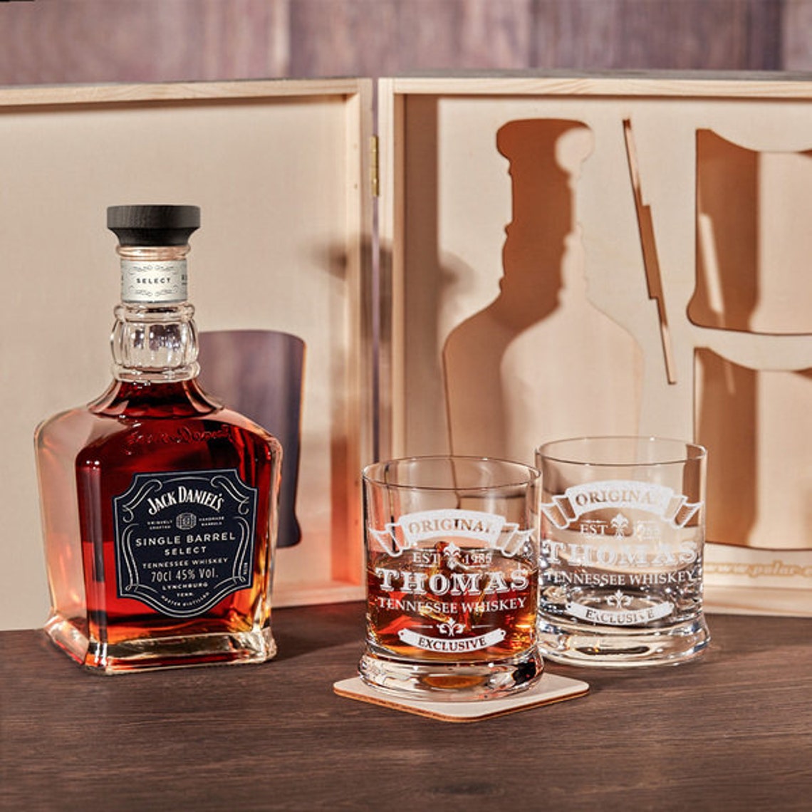 6 pcs. Jack Daniel's Whisky gift set Holzki... Etsy