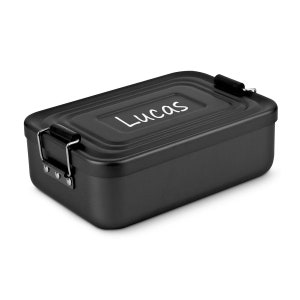 Lunchbox met gewenste gravering in zwart