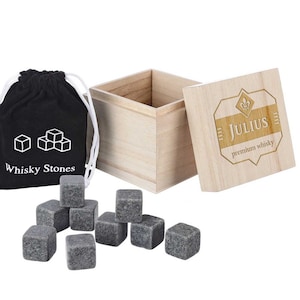 Whisky set wooden box whiskey stones ice cubes with...