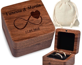 Holz Ringbox mit personalisierter Wunschgravur - Hochzeit, Verlobung, Valentinstag - Geschenkidee - valentine, love, romantic, present