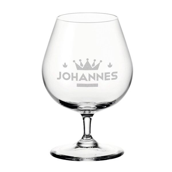 Cognacschwenker mit Stiel und personalisierten Motiv Große Krone | Cognac Whisky Brandy Scotch Glas Longdrink Geschenk