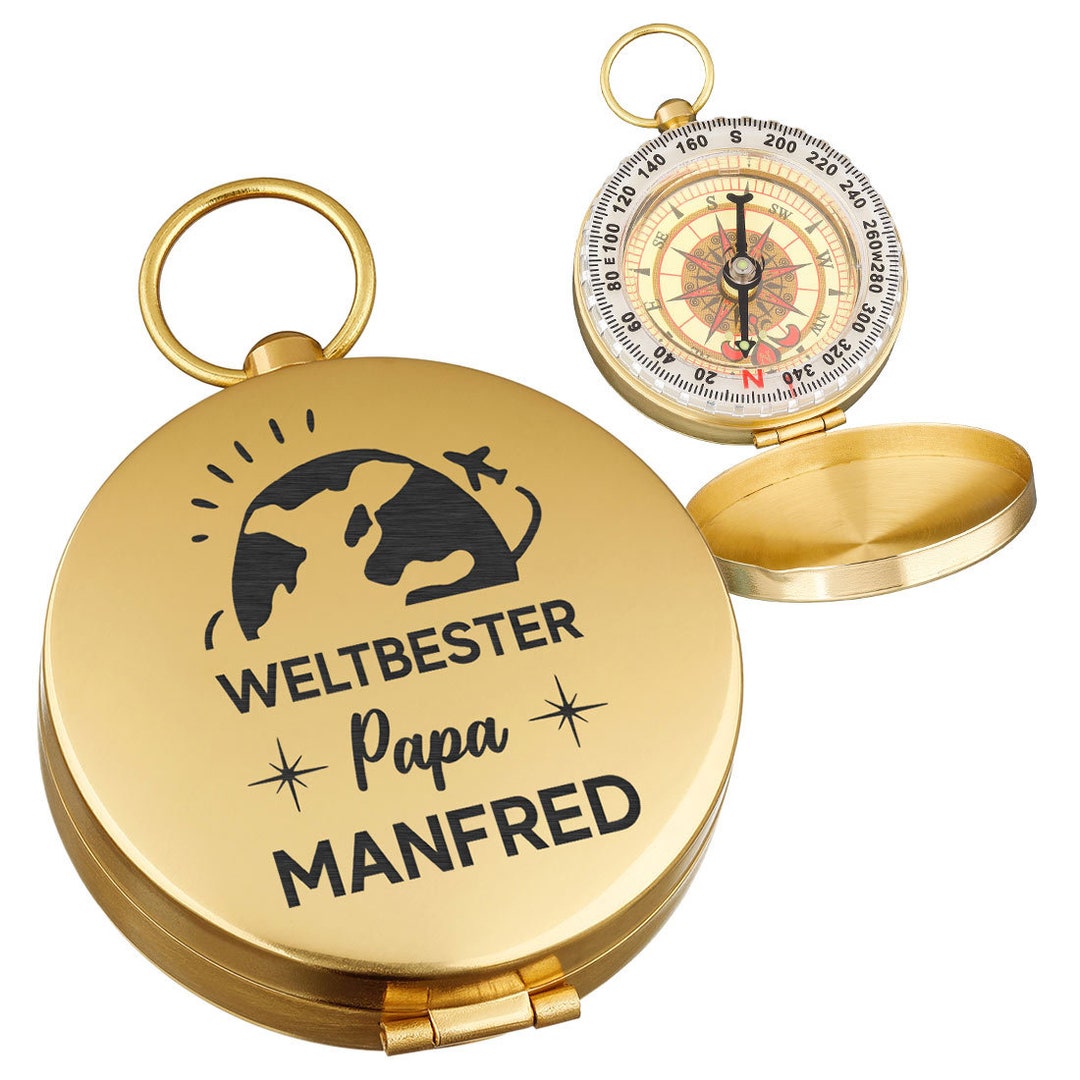 Boussole Personnalisable Gravée En Laiton - Outil De Randonnée Et Cadeau Pour Homme, Papa, Aventurier