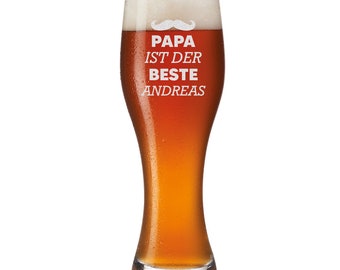 Leonardo Weizenbierglas 500 ml - Motiv - Geschenk für Papa, Vater - Vatertag - Geburtstag - Weizen, Weißbier - Motiv Papa ist der Beste