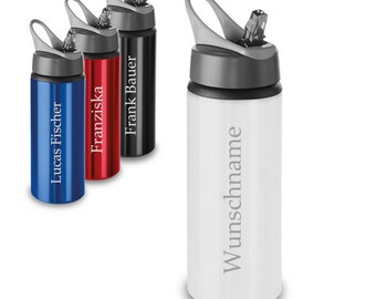 Wasserflasche aus Aluminium - 600 ml Volumen - Sport, Fitness, Fußball, Kraftsport - Geburtstag, Weihnachten - Outdoor Geschenk - Farbe Weiß