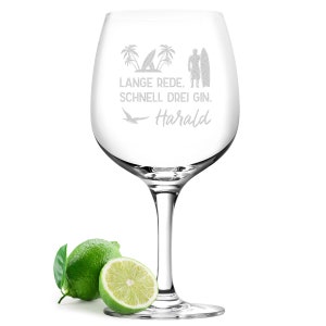 Gin glass with personalized engraving - Gin Tonic Water - Summer drink - Stem glass - Cocktail - Motif Long story short, three gin
