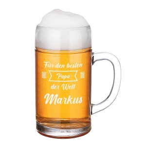 Beer mug Oktoberfest 1000 ml beer - with personalized engraving of your choice - for real Munich fans - motif Best Dad in the World