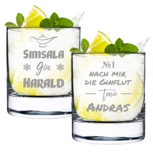 Gin Glas 2er-Set mit personalisierter Wunschgravur - tonic water - Geschenkidee - Geburtstag - Cocktailgläser- perfekt für Drinks - Set 2