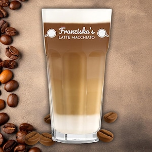 Vaso de café Latte Macchiato 480 ml con grabado - Regalo de cumpleaños - Vaso de café personalizado - para café, té y agua