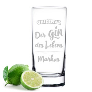 Gin Glas mit personalisierter Wunschgravur - für Gin Tonic - das Longdrinkglas - Geschenkidee für Männer und Frauen - present gift