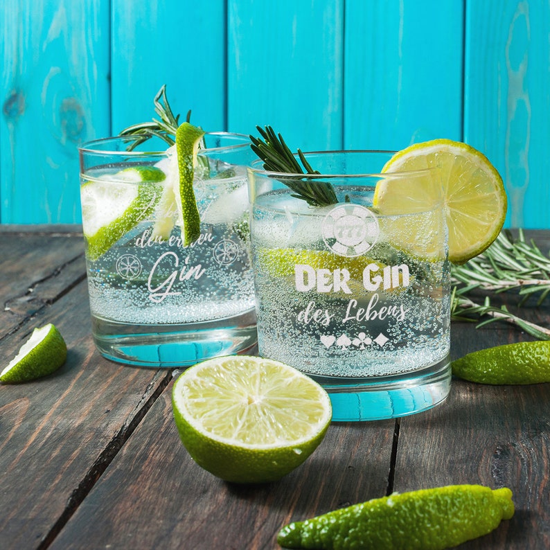 Gin Glas 6er-Set mit gravierten Sprüchen tonic water Glas Sommer, Drinks Weihnachten Cocktailgläser perfekt für Drinks 6 Sprüche Bild 2