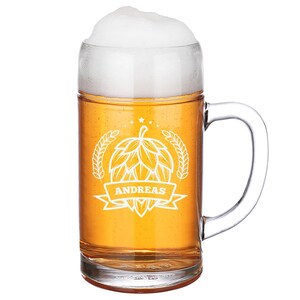 Beer mug 1 liter with engraving for men - Father&#39;s Day and birthday gift - Beer mug for storage & export - Dishwasher safe