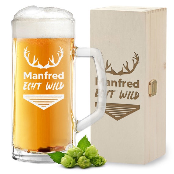 polar-effekt Boccale da birra da 1 litro, con nome a scelta, per gli appassionati della Baviera, idea regalo perfetta per bevitori di birra, uomo, papà, nonno, motivo ancora originale