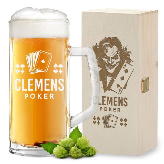 Set Regalo Boccale Da Birra 500 Ml Con Scatola In Legno Incisa Personalizzata - Idea Regalo Per Uomo