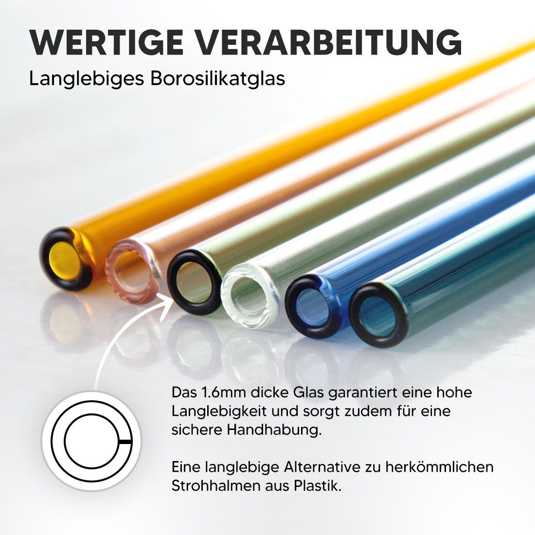 Polar-effekt Lot De 12 Pailles En Verre Multicolores Avec 2 Brosses De