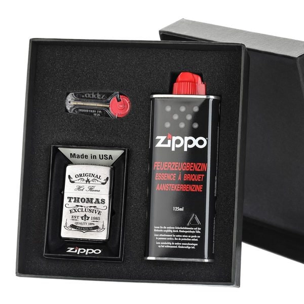 3-tlg. Sturmfeuerzeug-Geschenkset Zippo inkl. G...