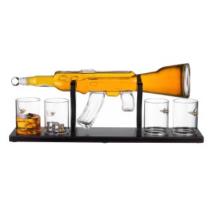 papa Cadeau pour chaque homme Murrano Décanteur gravé avec 4 verres à Whisky 800 ml Fusil Carafe avec personnalisation