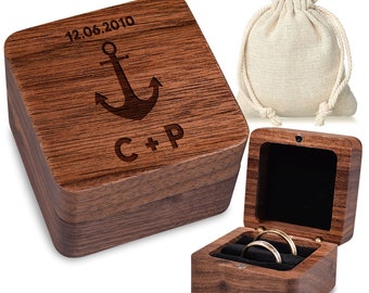 Scatola Porta Anelli Fidanzamento In Legno | Personalizzabile Con Incisione Laser | Astuccio Per Fedi Con Chiusura Magnetica - 5