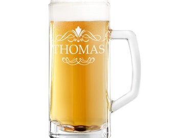 Beer mug/beer stein 0.5 liter with engraving