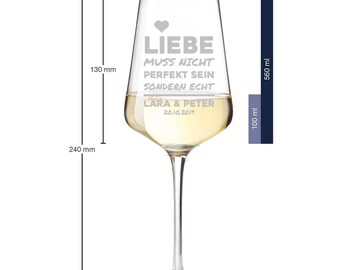 Leonardo Puccini Weingläser Mit Gravur – Personalisierbar Mit Namen & Datum, Hochzeitsgeschenk, Kristallglas