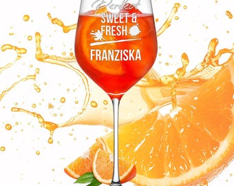 Aperol Spritz Glass 440 ml with Engraving - Personalized Stem Glass with Name - for Cocktails, Aperitifs and Drinks - Ideal as a Gift