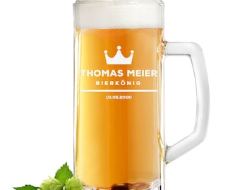 Bierkrug aus Glas 0,5 L mit Gravur - Bierseidel für Männer - perfektes Geschenk zum Vatertag und Geburtstag - für Biertrinker