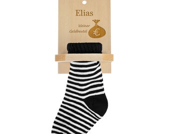 Money savings stocking in different colors with engraving - savings socks for children - ideal as a birthday gift