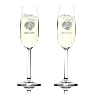 Set Di 2 Bicchieri Da Spumante Con Incisione Laser Personalizzata – Nome O Frasi Sugli Anelli – Lavabili In Lavastoviglie – Idea Regalo