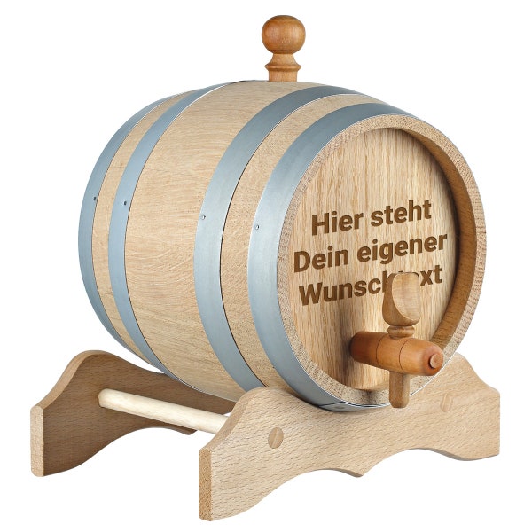 Fût de whisky 2 litres avec texte personnalisé de votre choix - gravure gratuite - fût en bois de chêne - cadeau d'anniversaire - pour papa, grand-père, mari