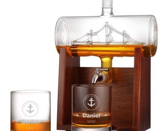 Whiskey set decanter 1000 ml and 2 whiskey glasses with engraving - gifts for men - ideal for birthdays and anniversaries - tumbler for Scotch